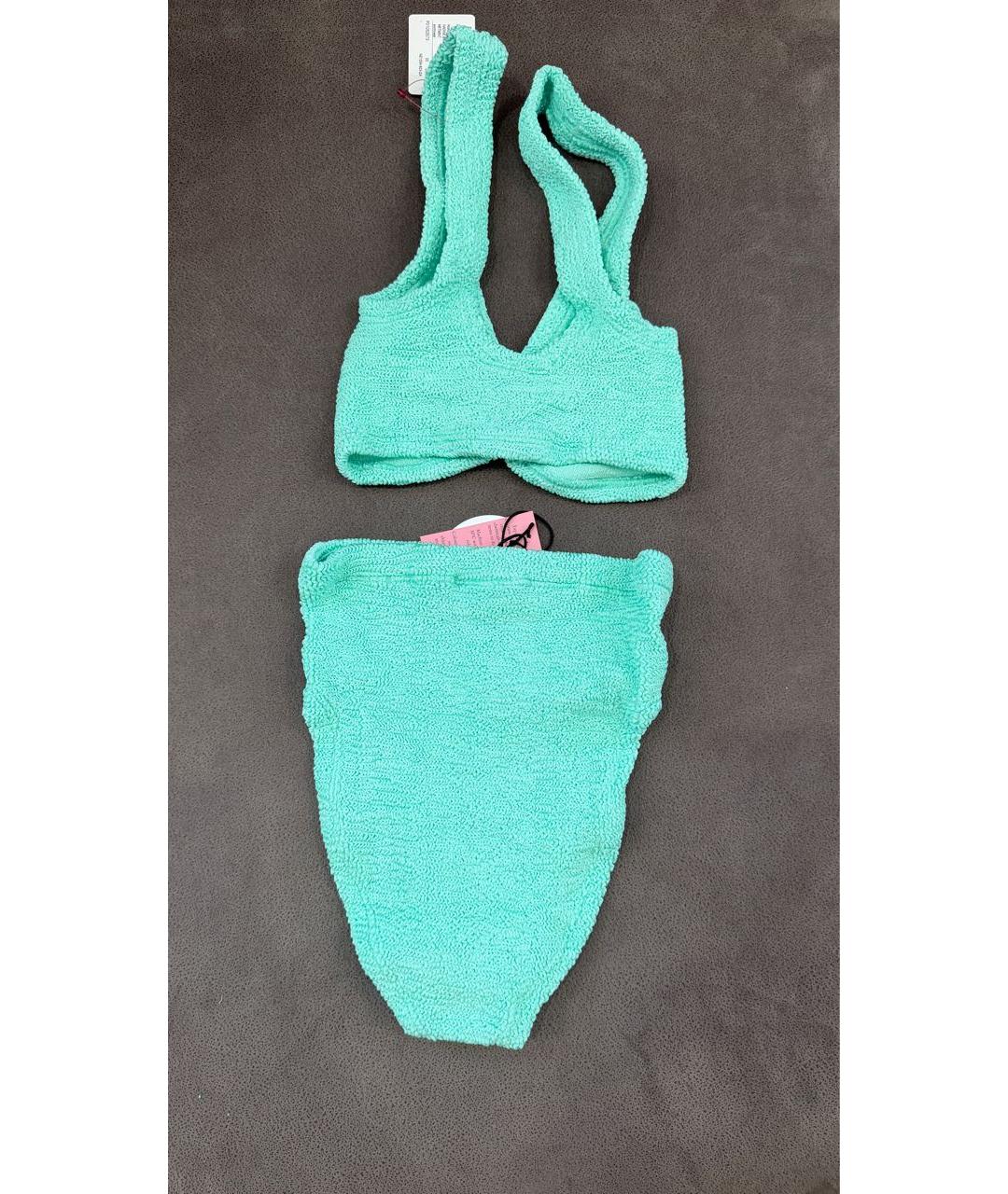 HUNZA G Бирюзовый полиамидовый купальник, фото 3