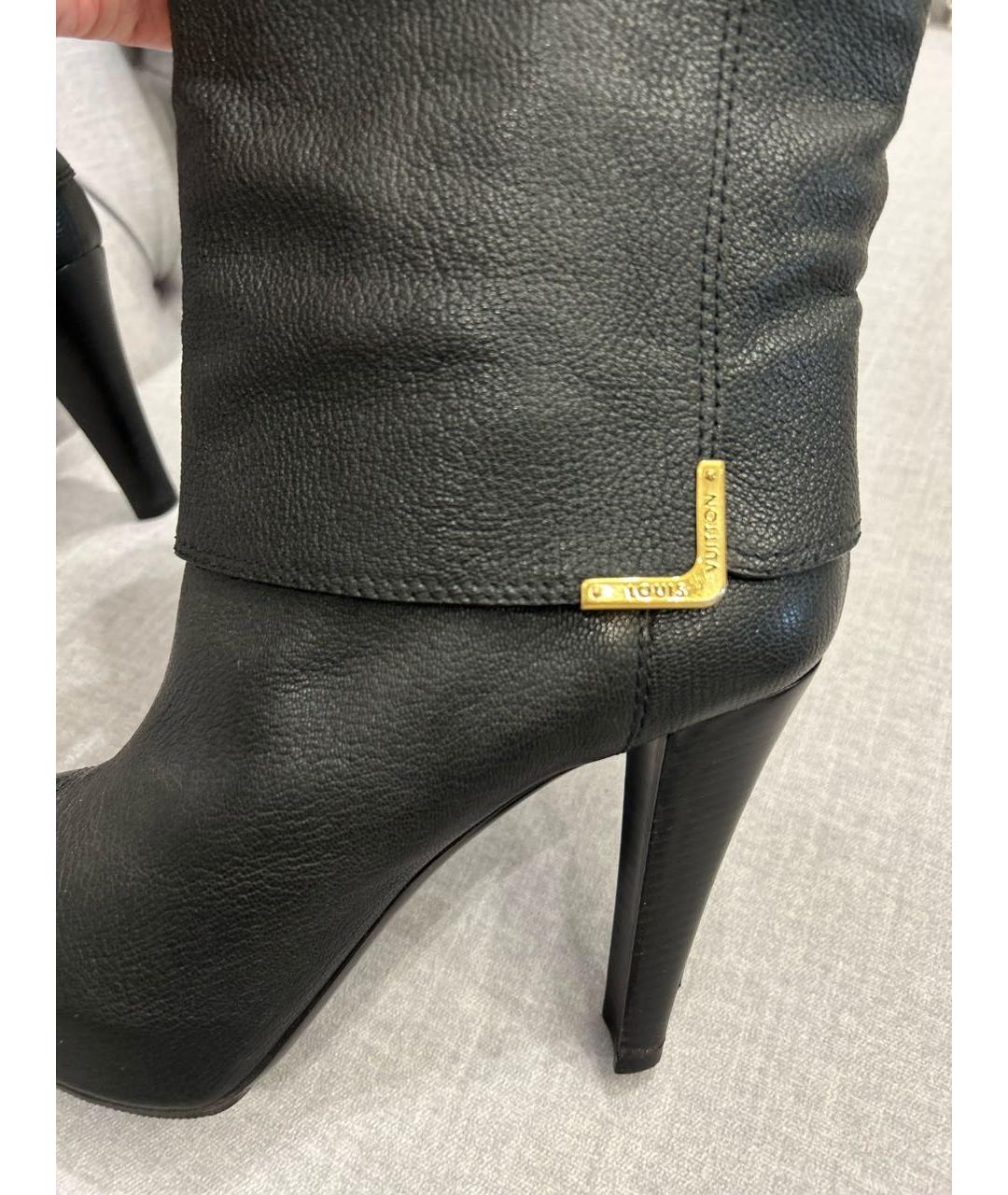 LOUIS VUITTON Черные кожаные сапоги, фото 5