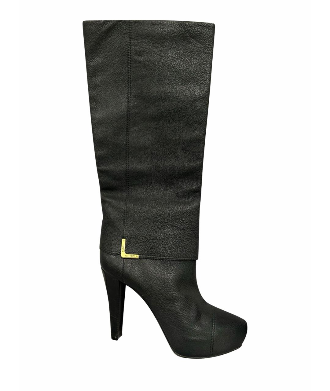 LOUIS VUITTON Черные кожаные сапоги, фото 1