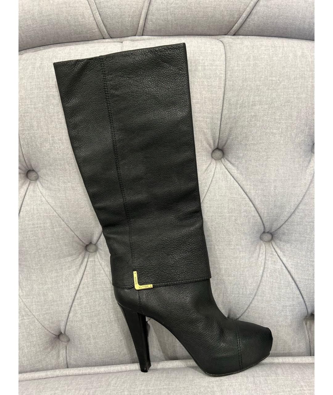 LOUIS VUITTON Черные кожаные сапоги, фото 8