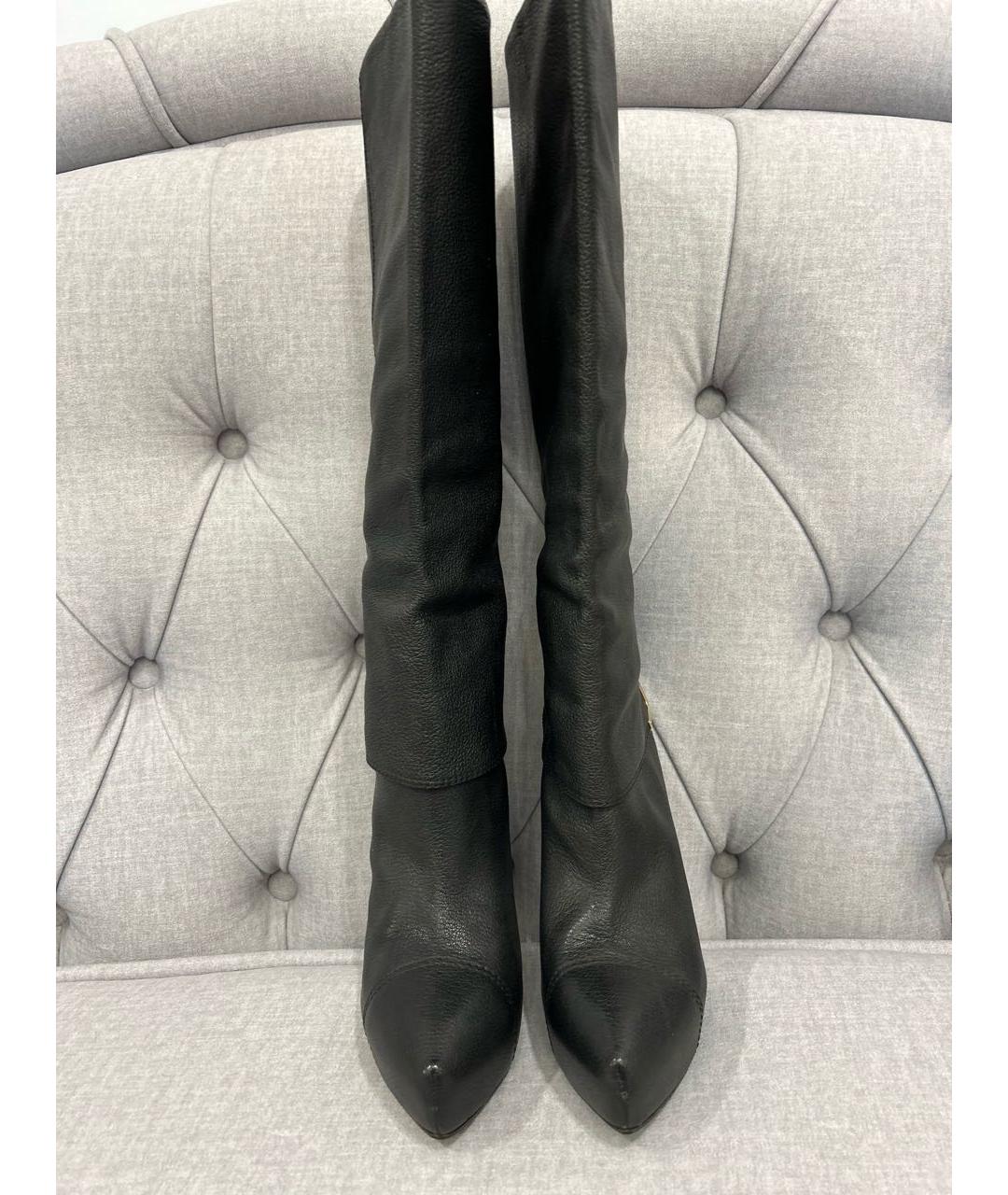 LOUIS VUITTON Черные кожаные сапоги, фото 2