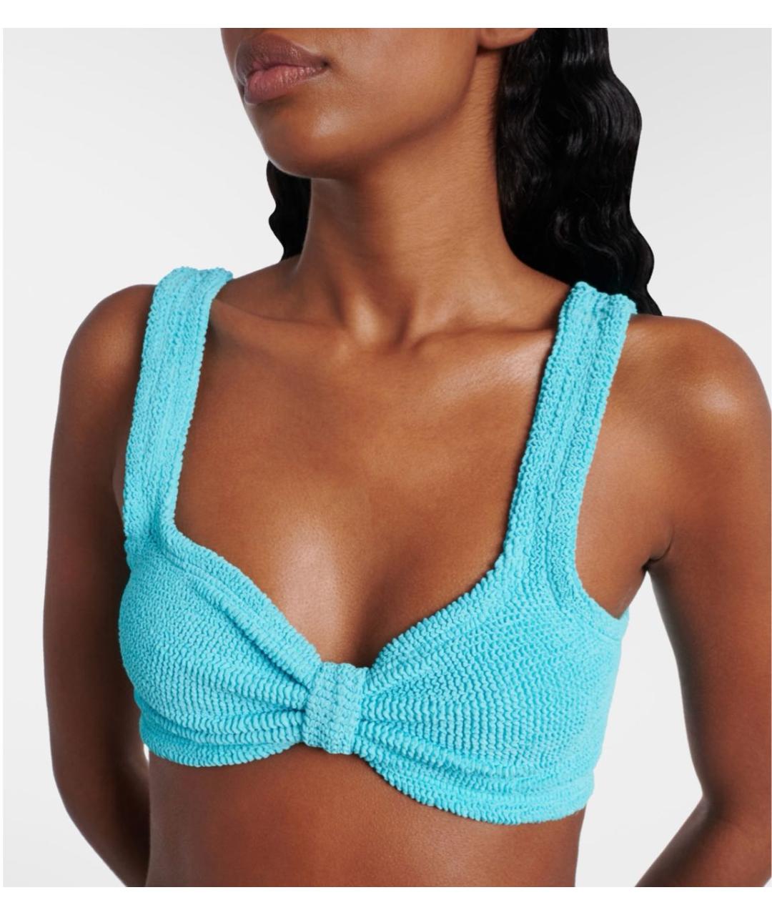 HUNZA G Голубой полиамидовый купальник, фото 4