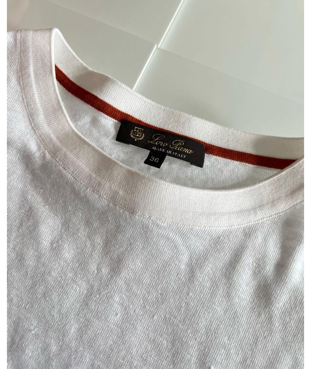 LORO PIANA Белая льняная футболка, фото 3