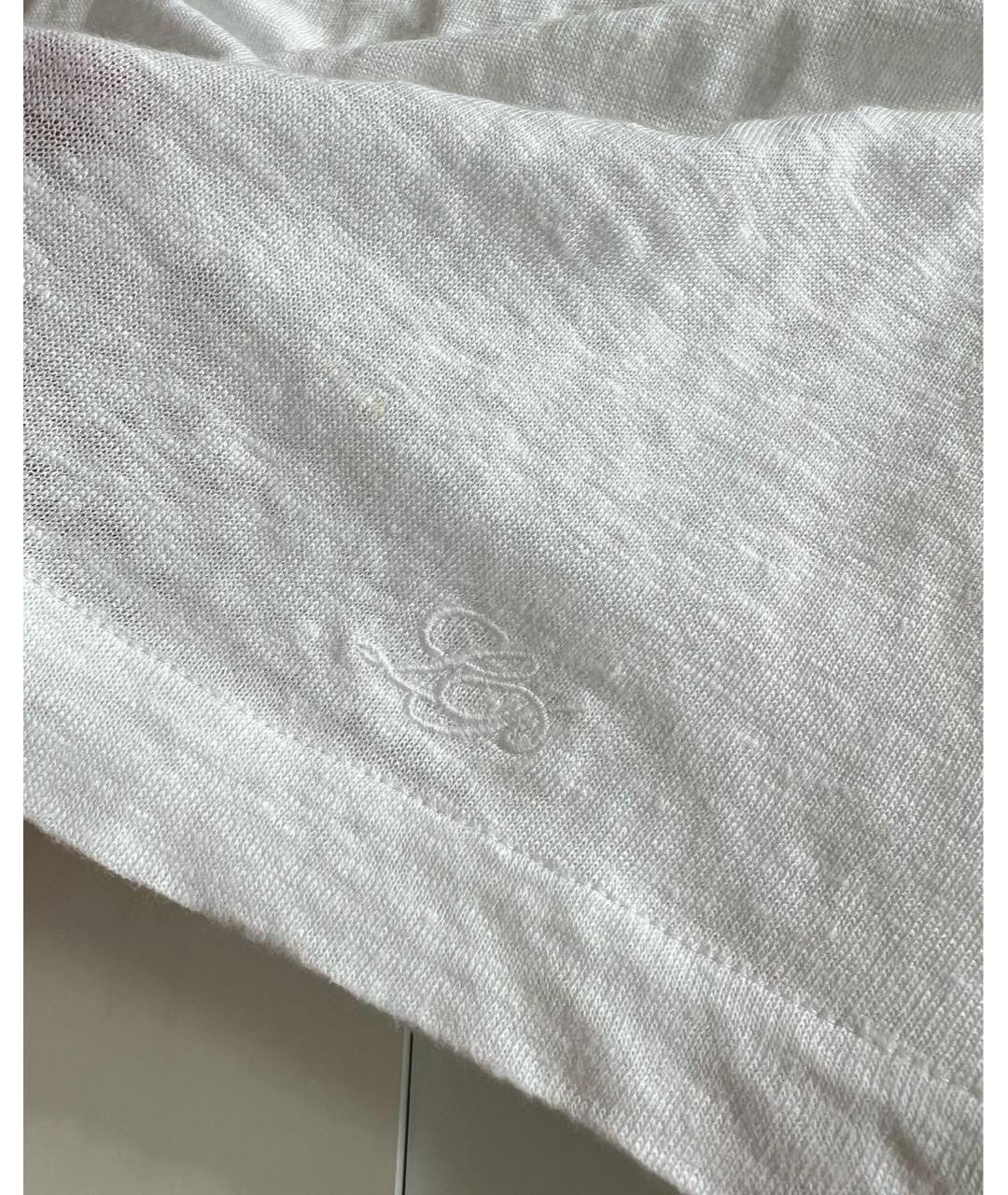 LORO PIANA Белая льняная футболка, фото 4