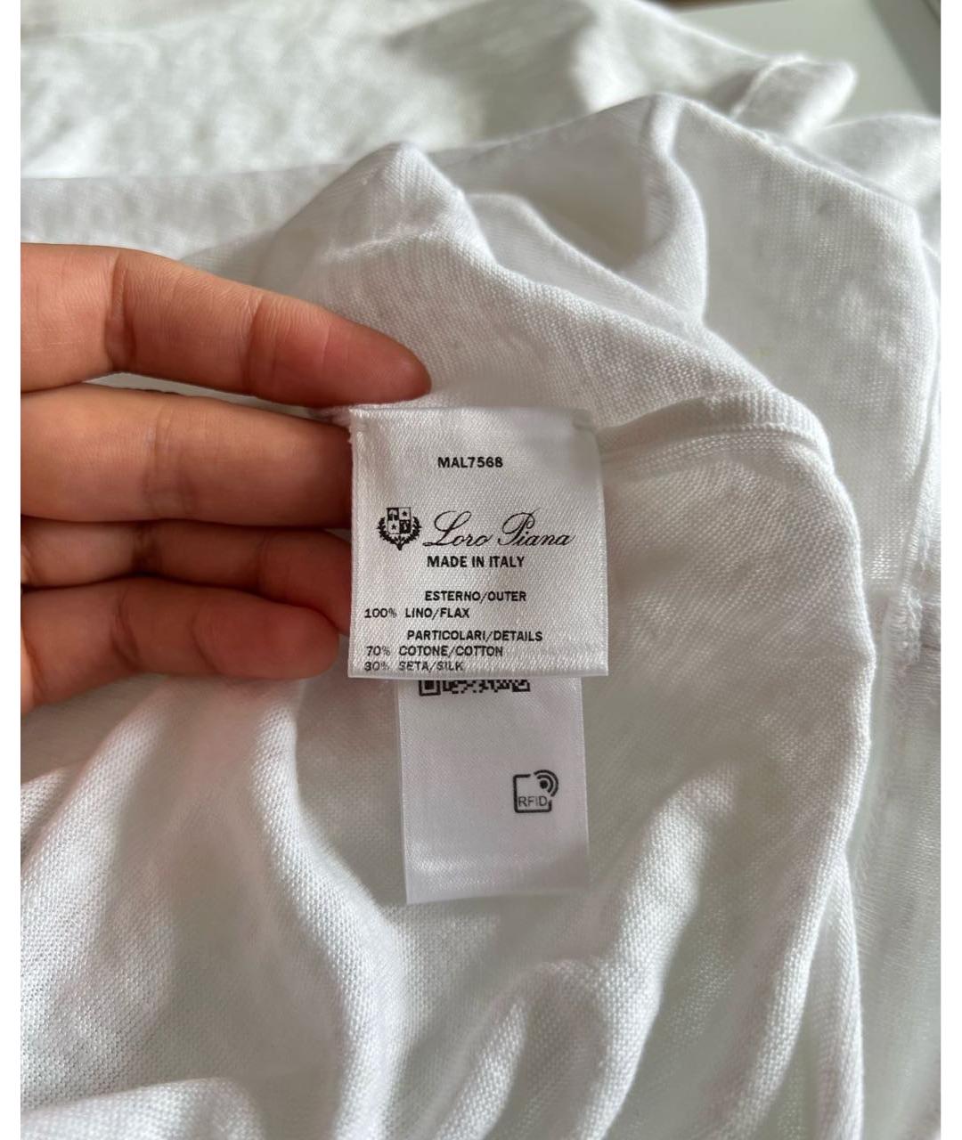 LORO PIANA Белая льняная футболка, фото 8
