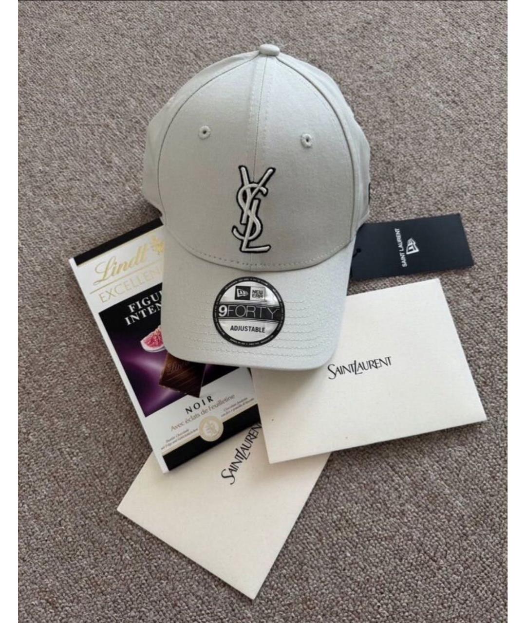 SAINT LAURENT Бежевая хлопковая кепка, фото 5