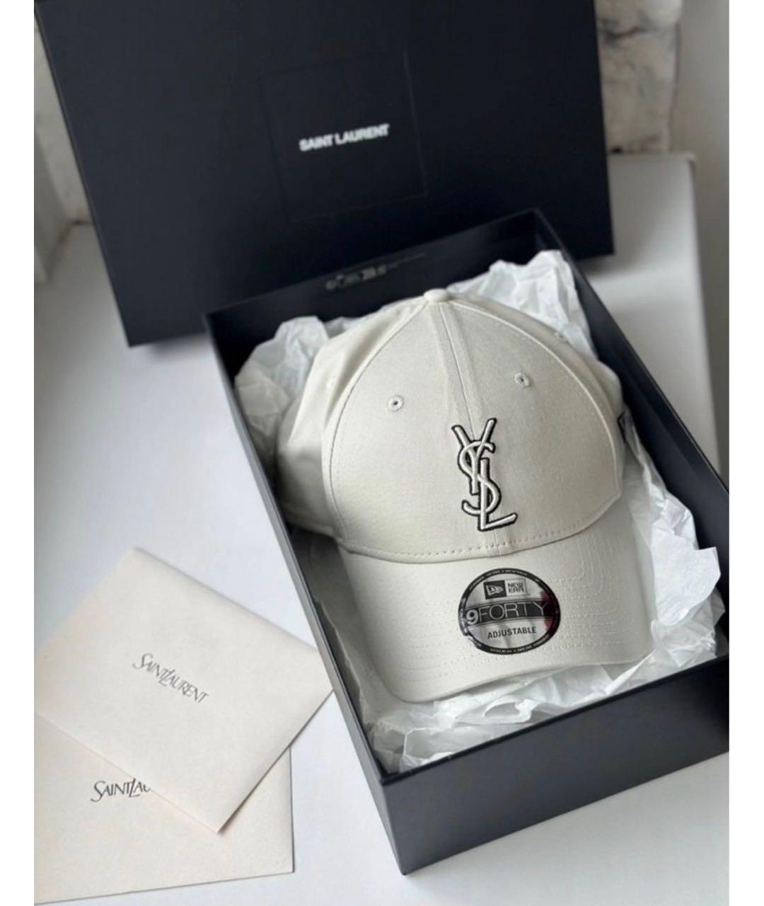 SAINT LAURENT Бежевая хлопковая кепка, фото 3