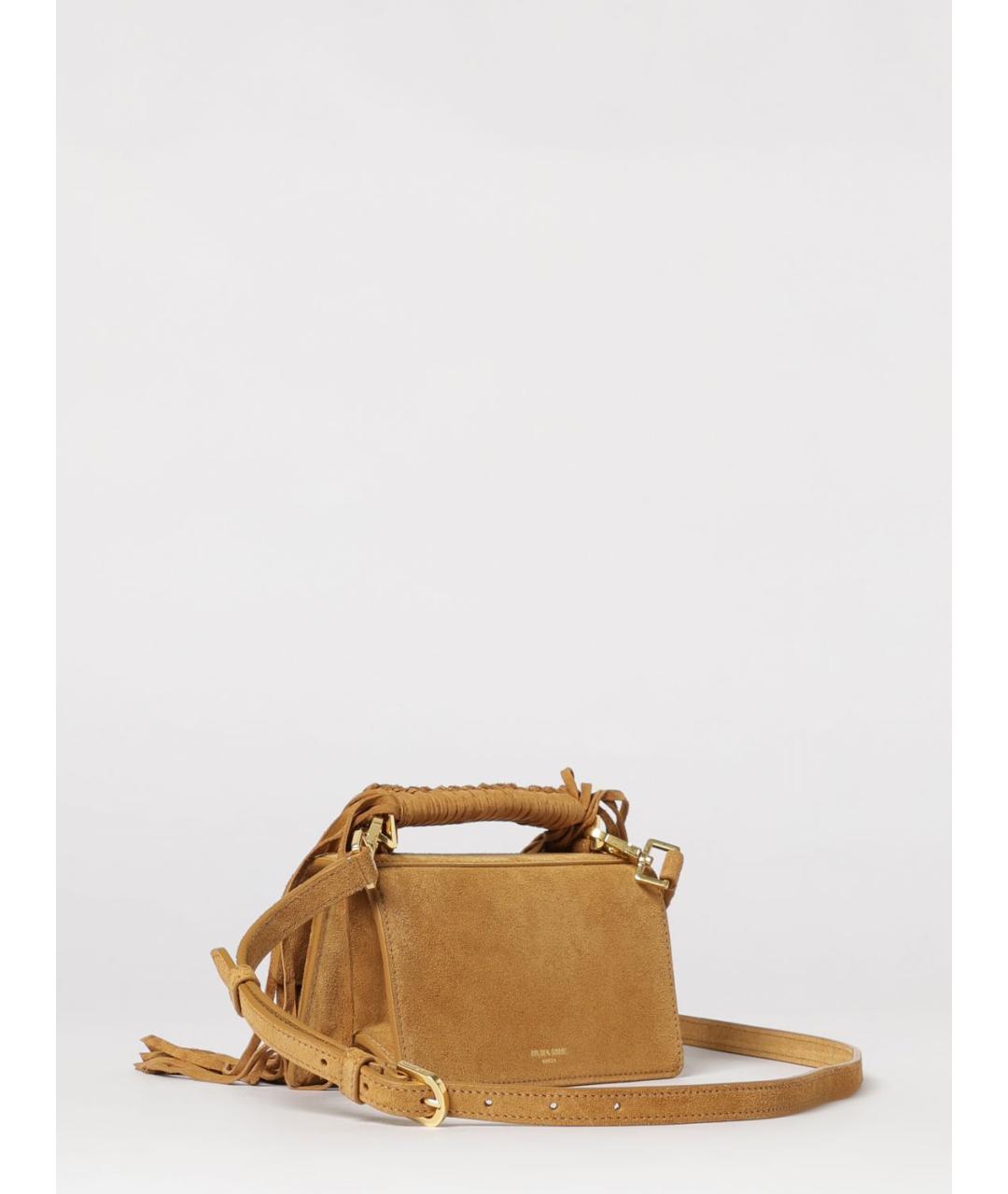 GOLDEN GOOSE DELUXE BRAND Бежевая замшевая сумка с короткими ручками, фото 2