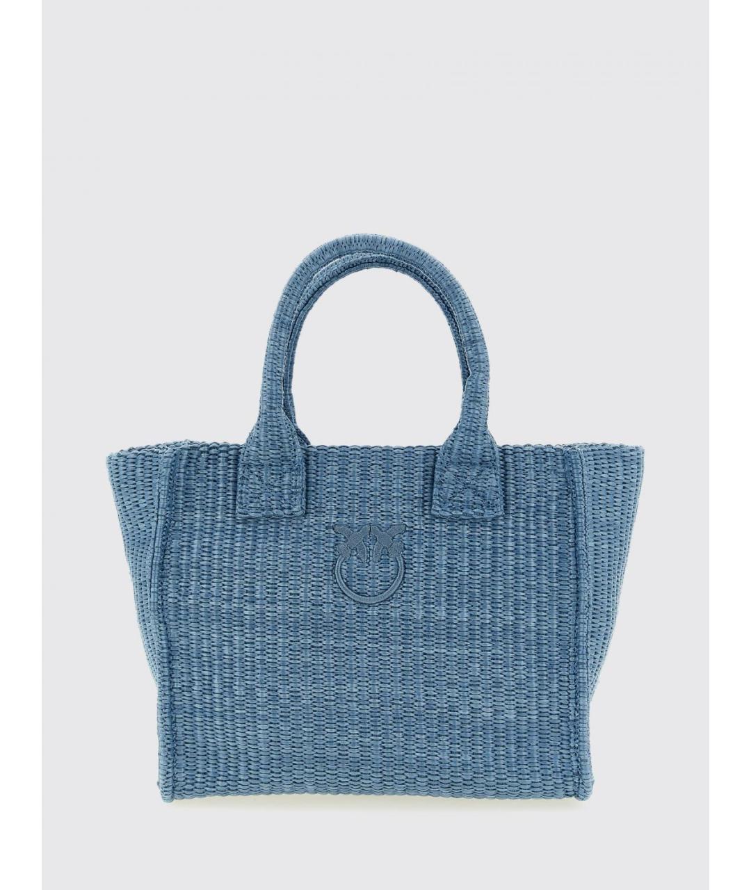 PINKO Голубая пелетеная сумка тоут, фото 5