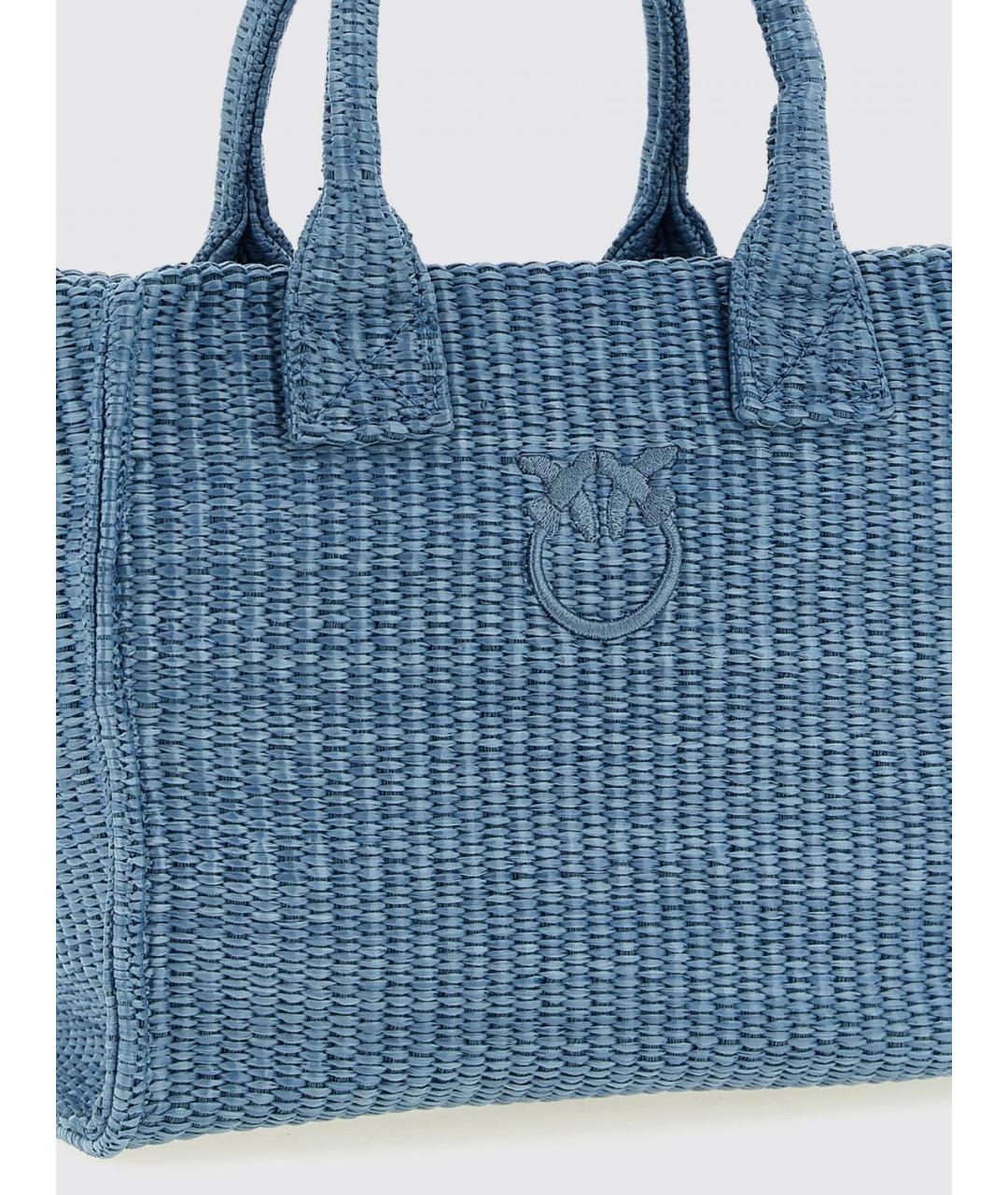 PINKO Голубая пелетеная сумка тоут, фото 3