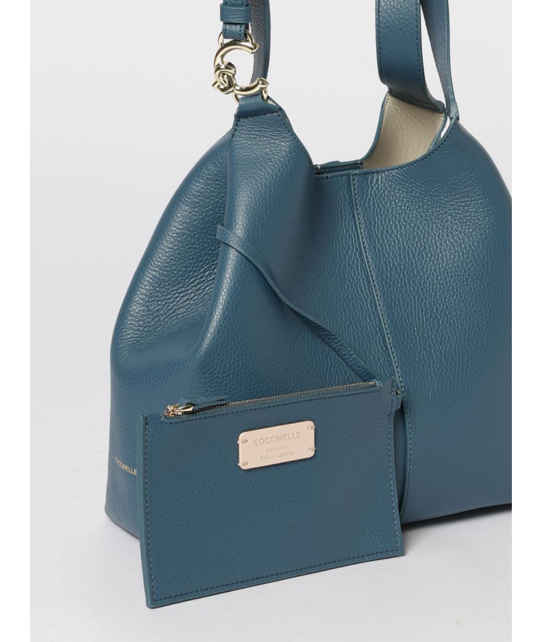 COCCINELLE Синяя кожаная сумка через плечо, фото 3
