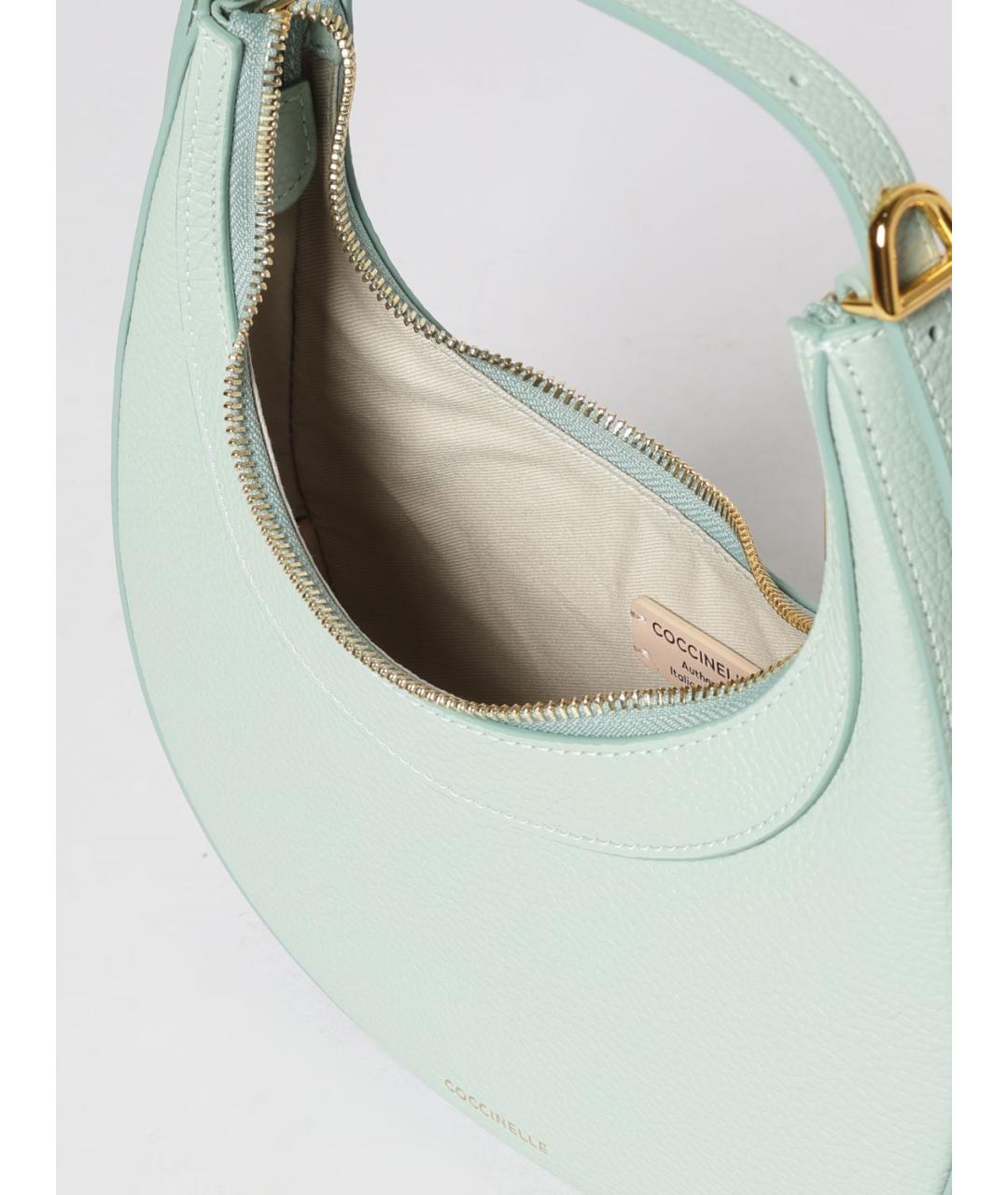 COCCINELLE Бирюзовая кожаная сумка через плечо, фото 4