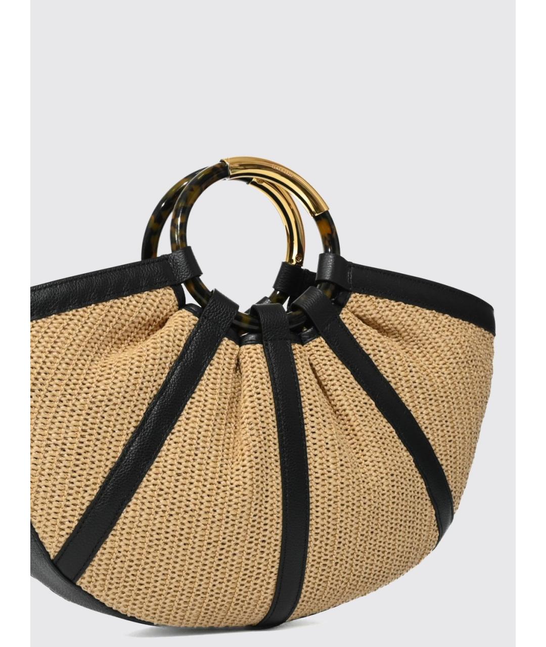 COCCINELLE Черная пелетеная сумка с короткими ручками, фото 3