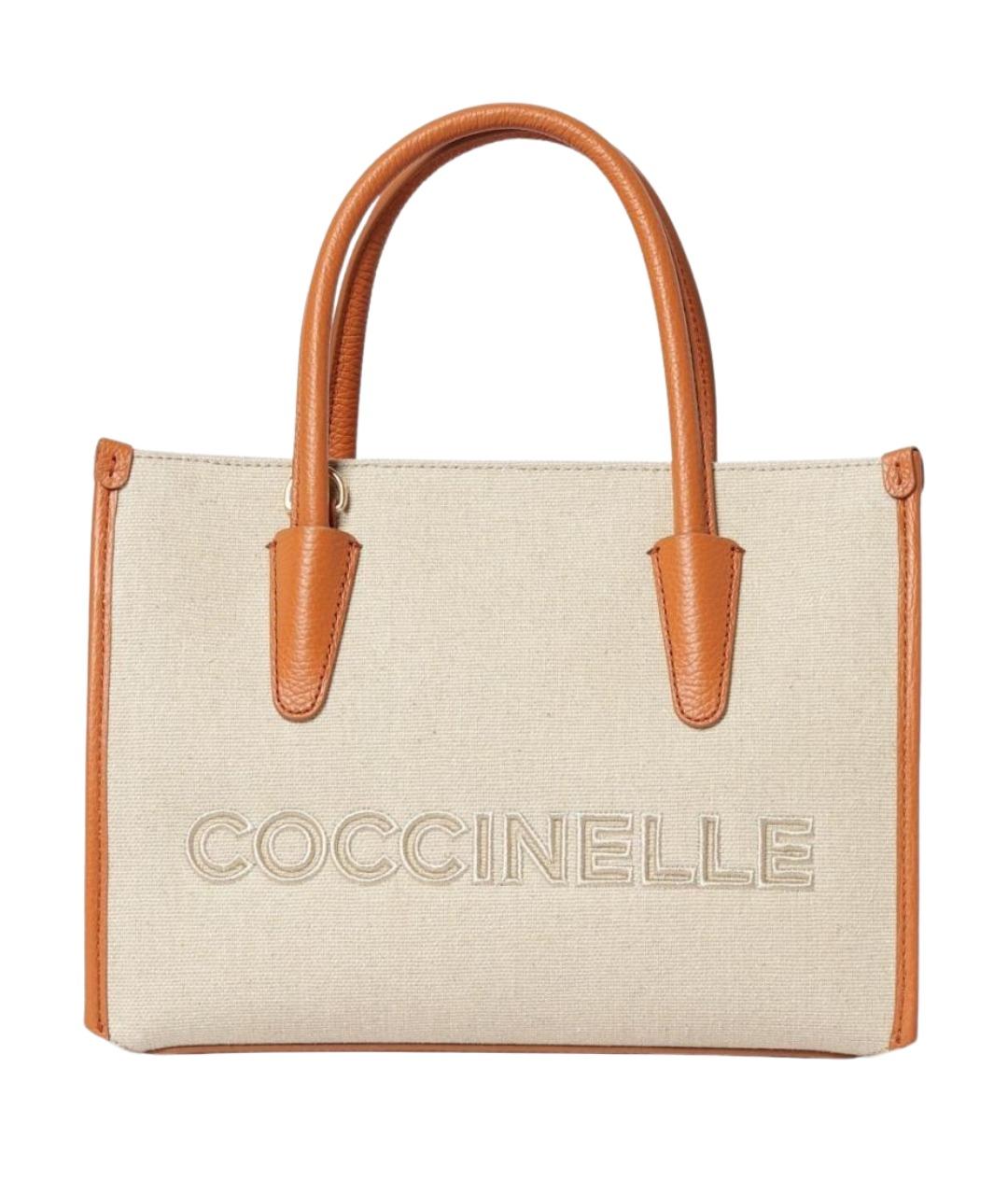 COCCINELLE Бежевая тканевая сумка тоут, фото 1