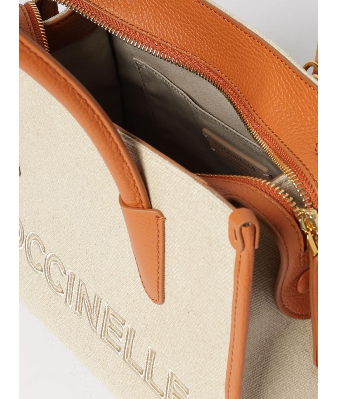 COCCINELLE Бежевая тканевая сумка тоут, фото 3