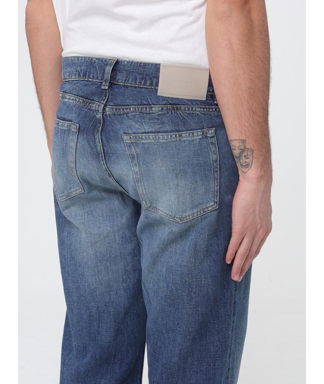 OUR LEGACY Синие хлопковые прямые джинсы, фото 3