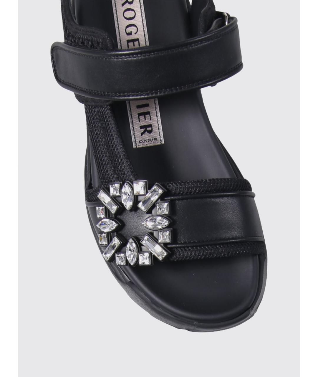 ROGER VIVIER Черные кожаные сандалии, фото 4
