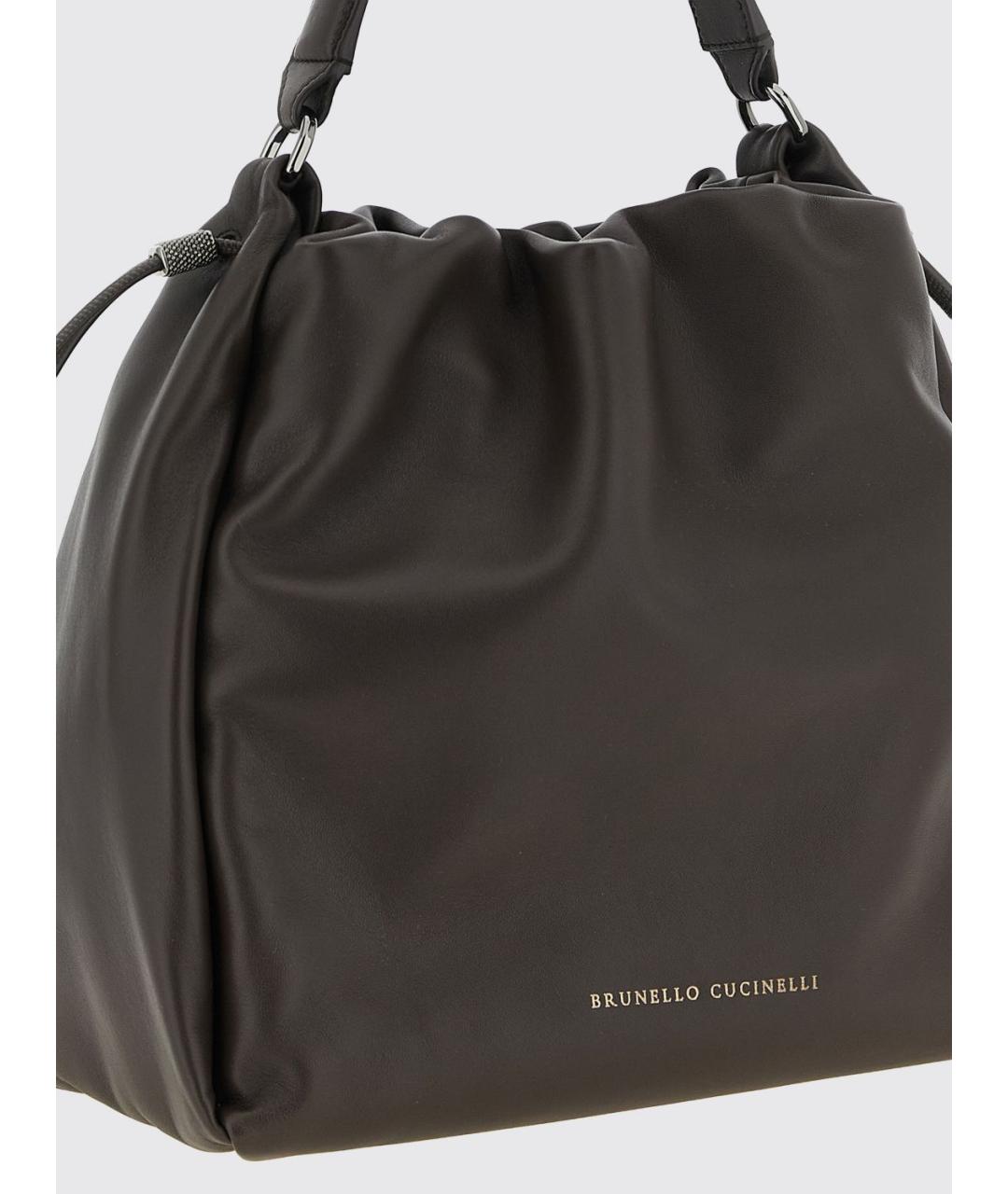 BRUNELLO CUCINELLI Коричневая кожаная сумка через плечо, фото 3