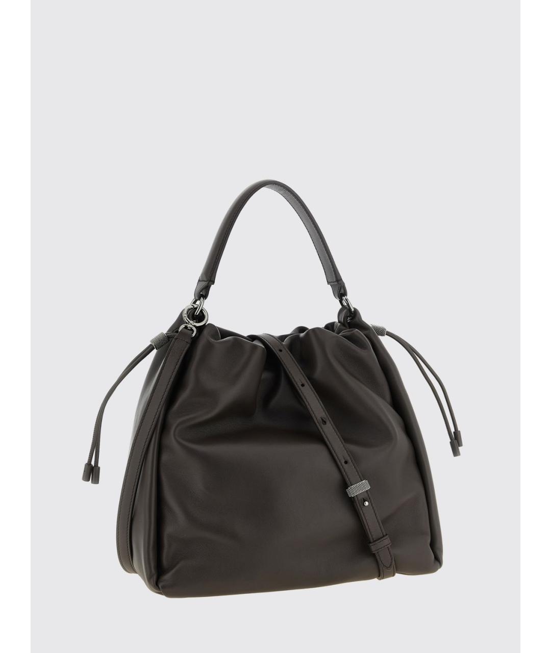 BRUNELLO CUCINELLI Коричневая кожаная сумка через плечо, фото 2