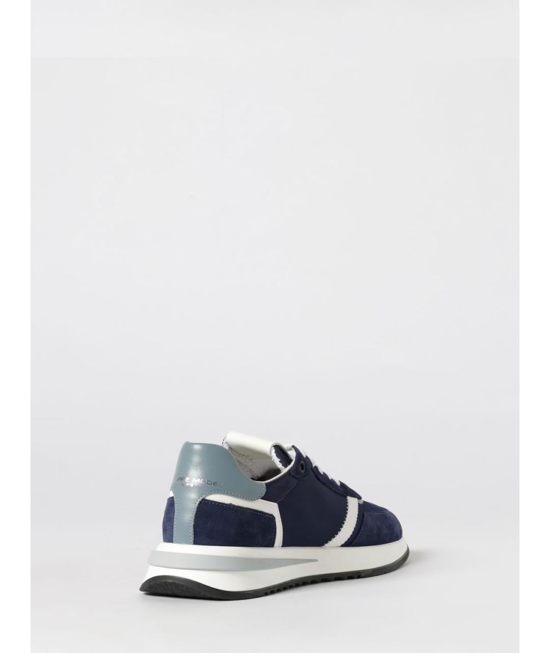 PHILIPPE MODEL Синие кожаные низкие кроссовки / кеды, фото 3