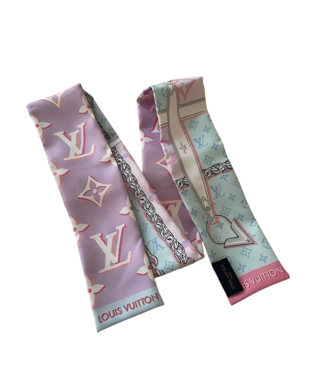 LOUIS VUITTON Розовый шелковый шарф, фото 1