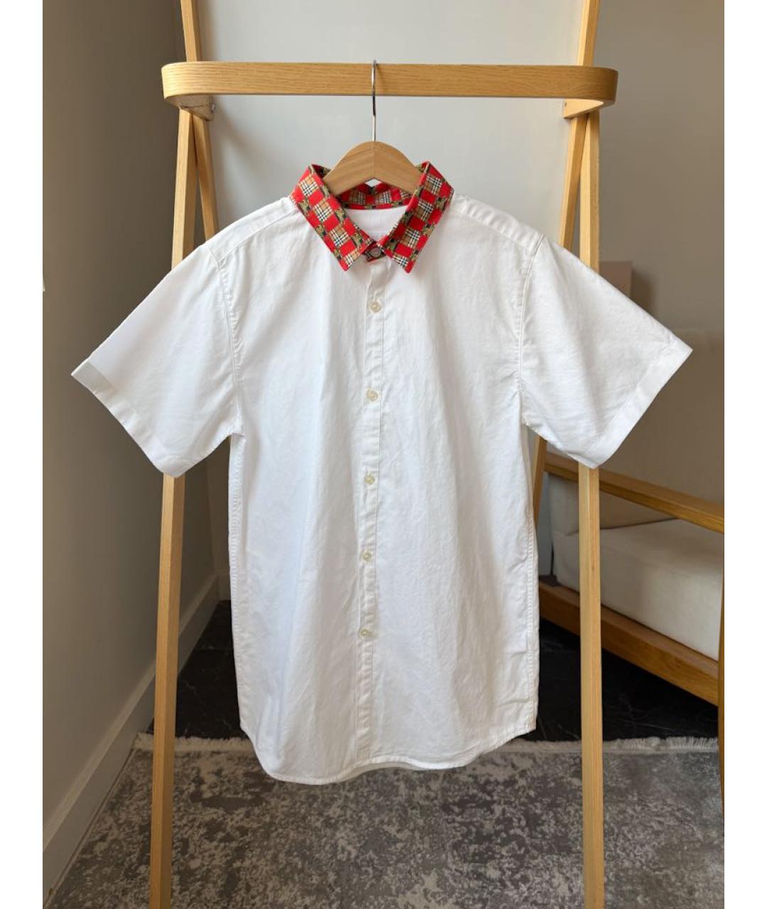 BURBERRY Белая хлопковая детская рубашка, фото 5