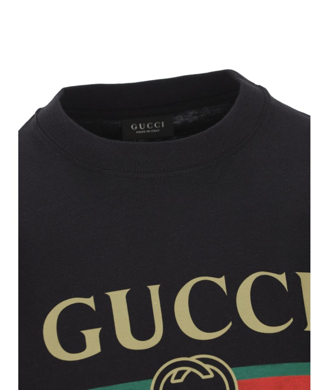 GUCCI Черная хлопковая футболка, фото 2