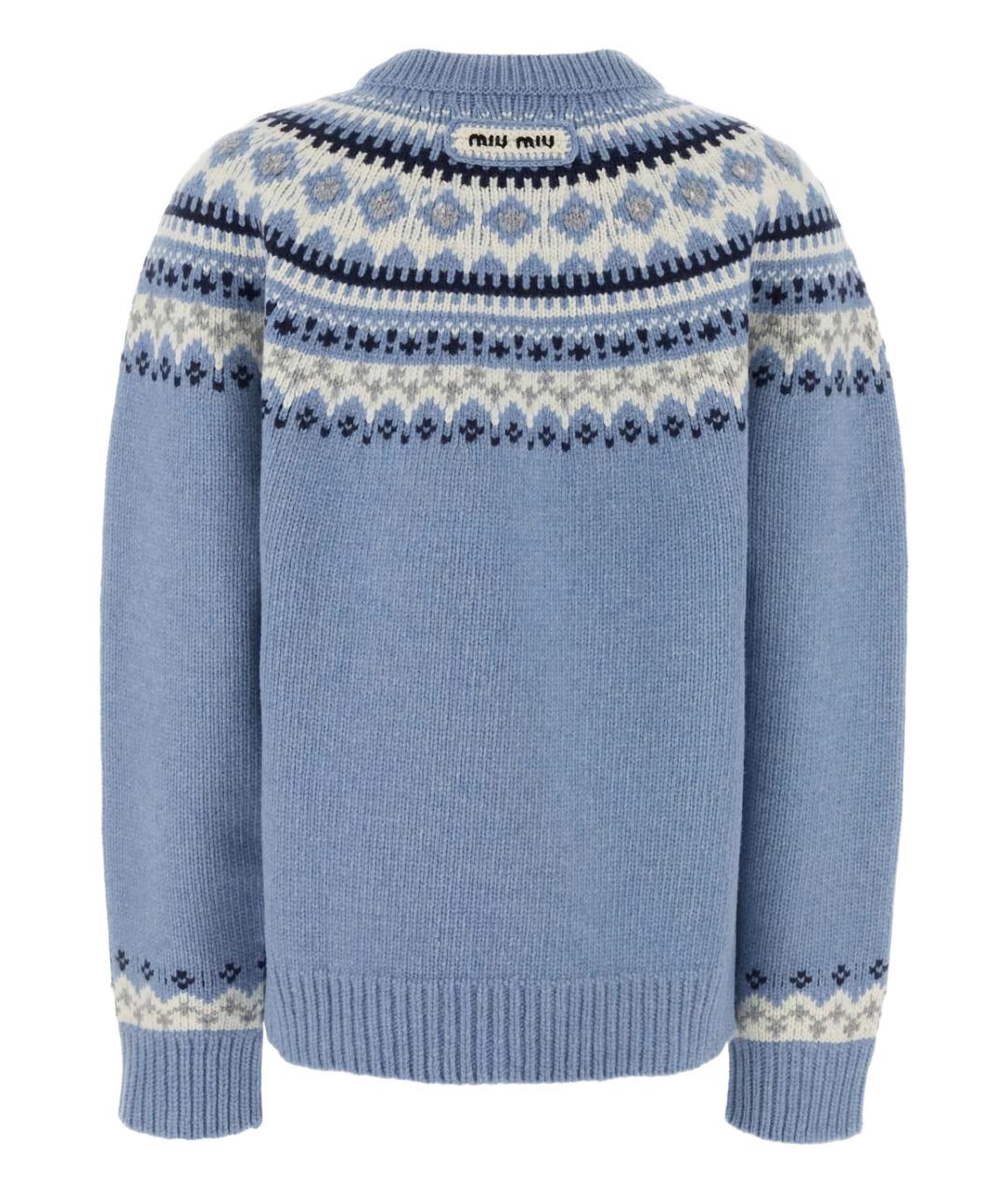 MIU MIU Голубой шерстяной джемпер / свитер, фото 2