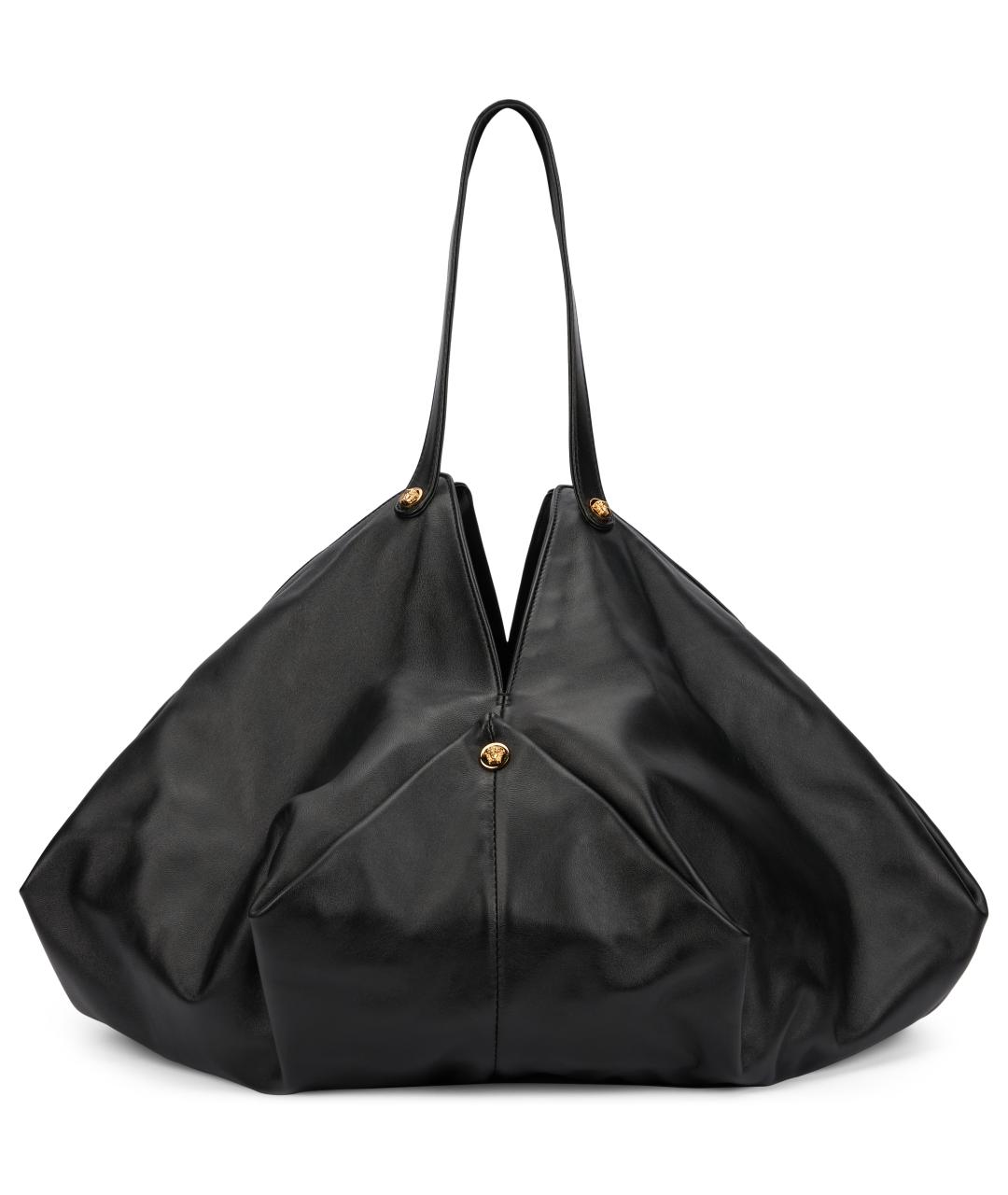 VERSACE Черная кожаная сумка тоут, фото 4