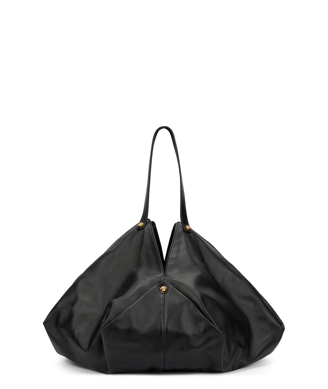 VERSACE Черная кожаная сумка тоут, фото 1