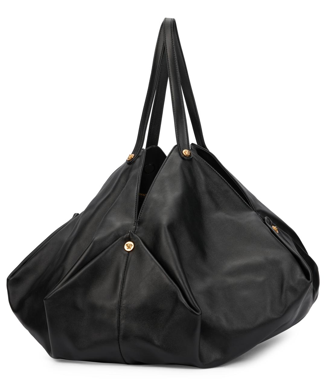 VERSACE Черная кожаная сумка тоут, фото 3