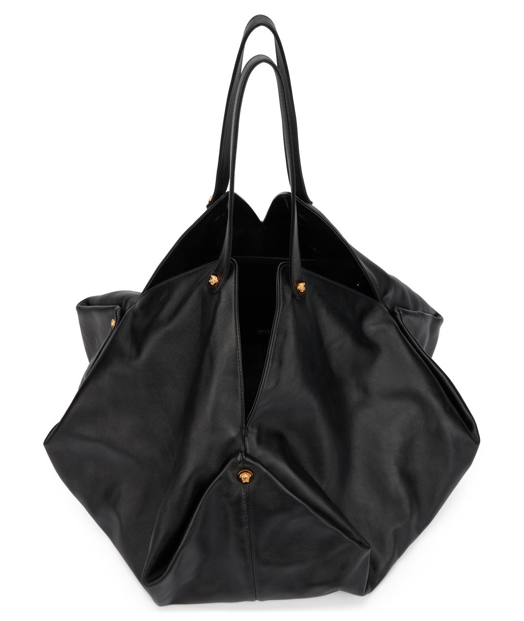 VERSACE Черная кожаная сумка тоут, фото 5