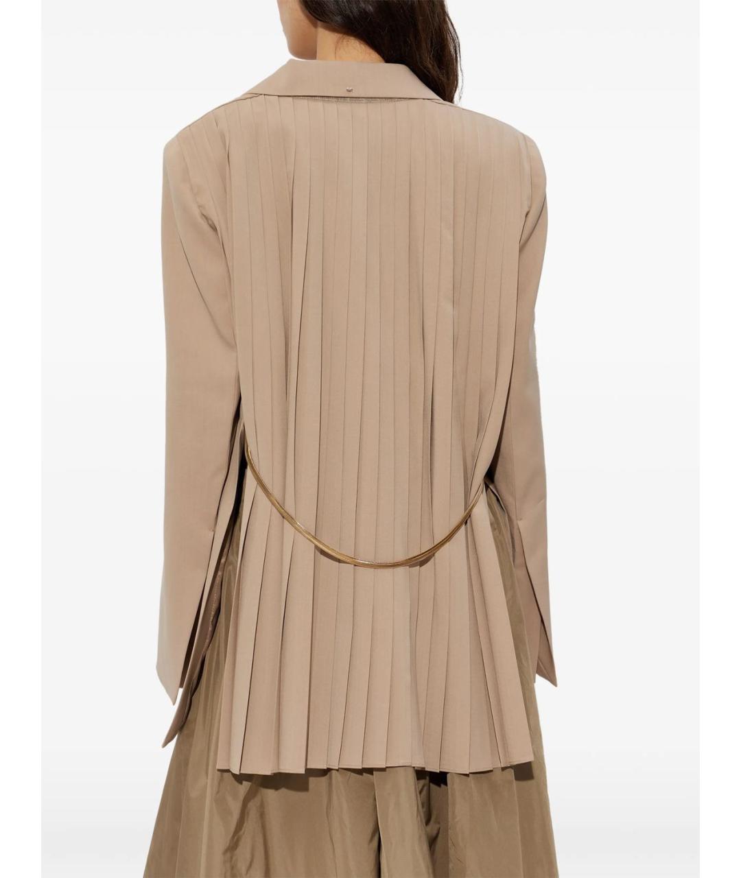 MAX MARA Бежевый полиэстеровый жакет/пиджак, фото 5