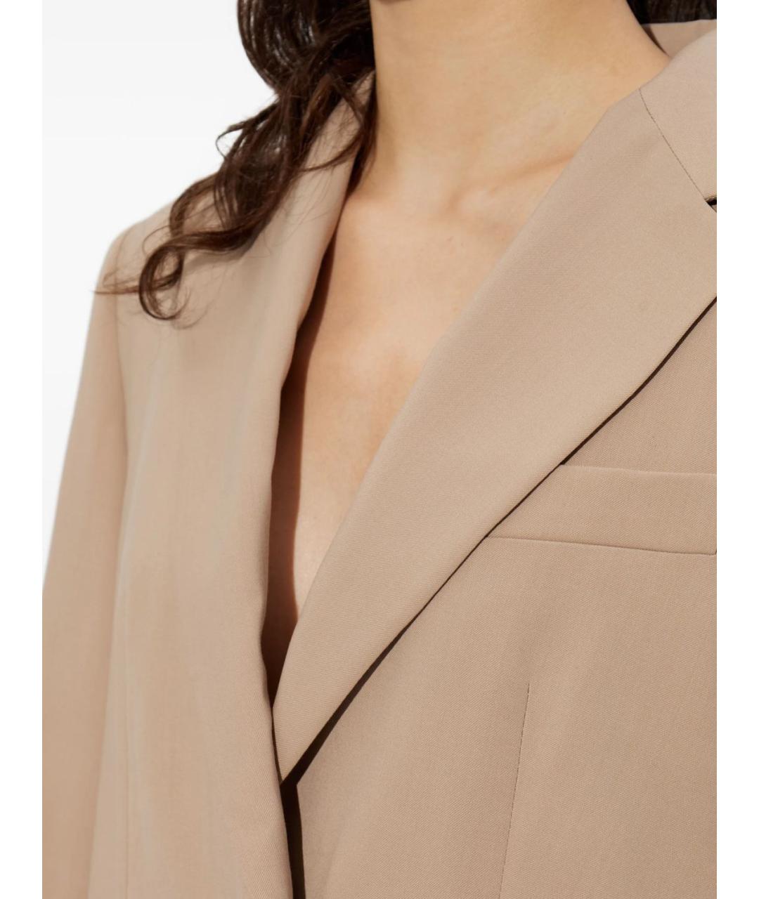 MAX MARA Бежевый полиэстеровый жакет/пиджак, фото 3