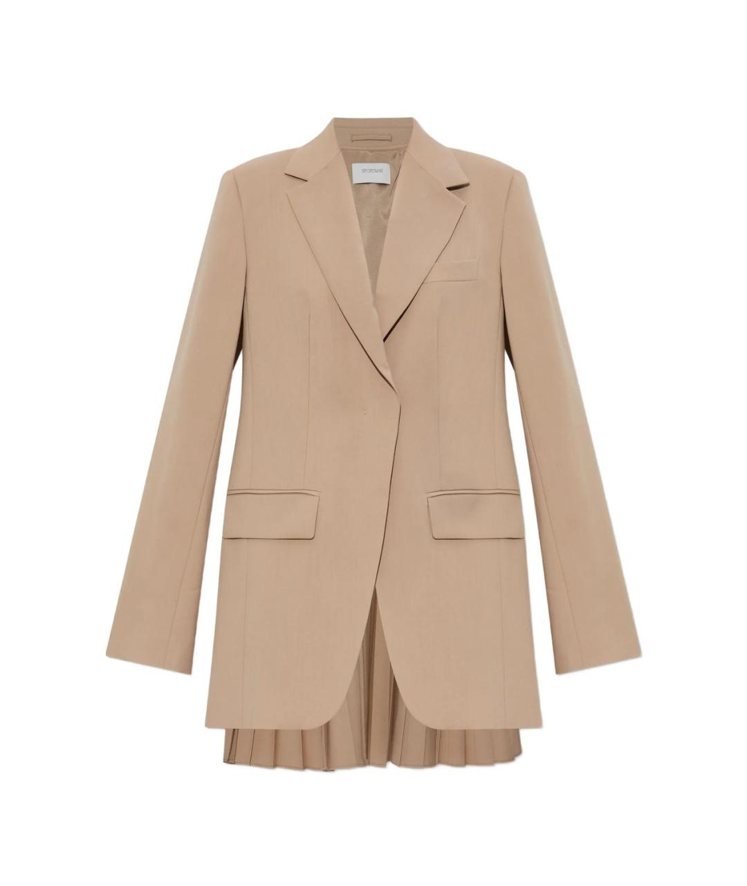 MAX MARA Бежевый полиэстеровый жакет/пиджак, фото 1