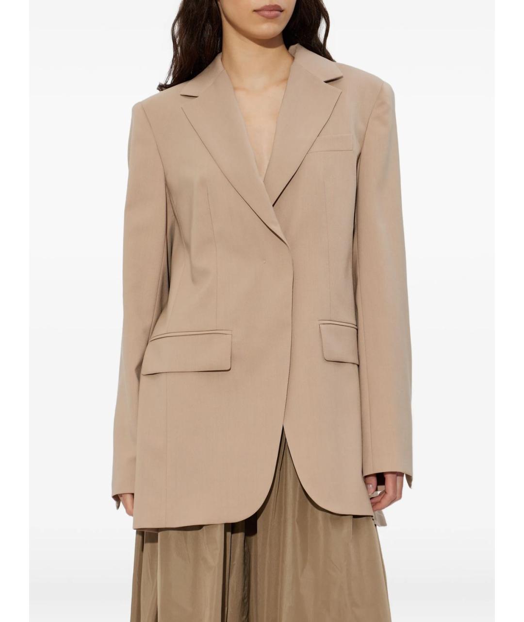 MAX MARA Бежевый полиэстеровый жакет/пиджак, фото 2