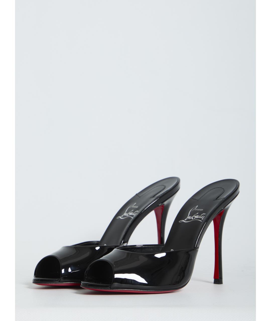 CHRISTIAN LOUBOUTIN Черные мюли из лакированной кожи, фото 2