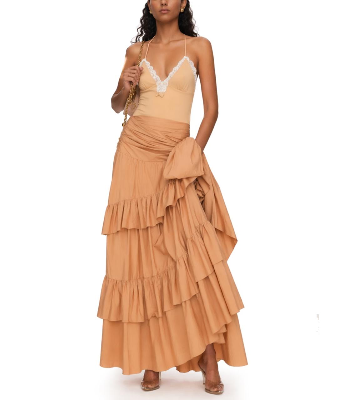 CHLOE Коричневая хлопковая юбка миди, фото 2