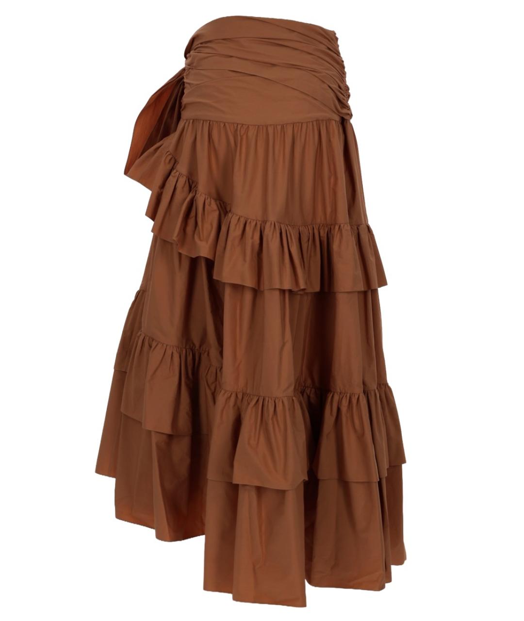 CHLOE Коричневая хлопковая юбка миди, фото 3