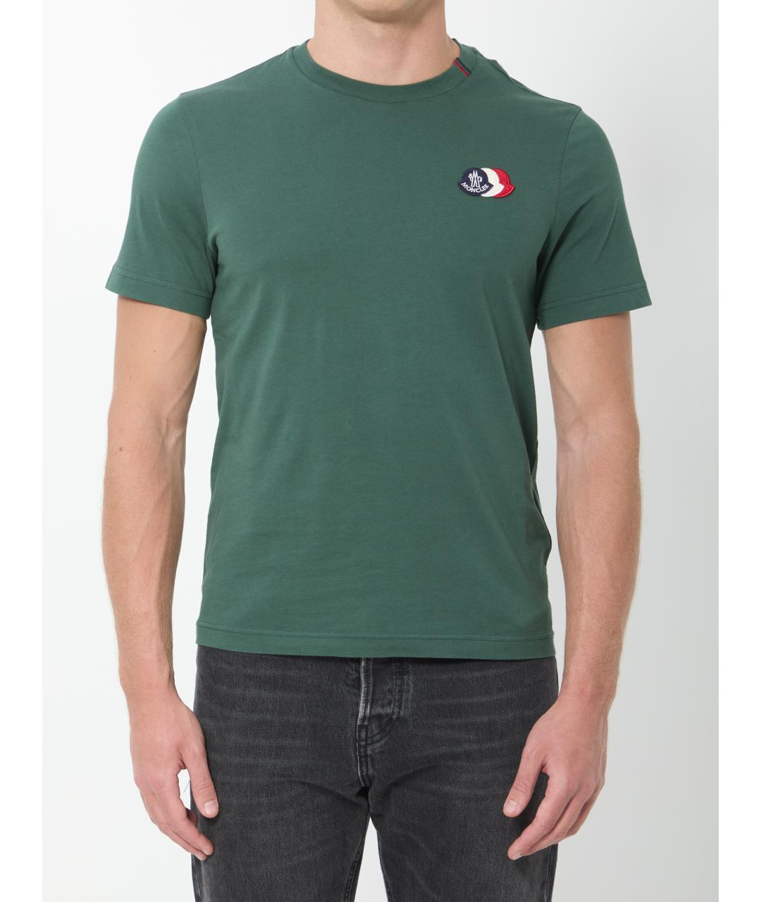 MONCLER Зеленая хлопковая футболка, фото 5