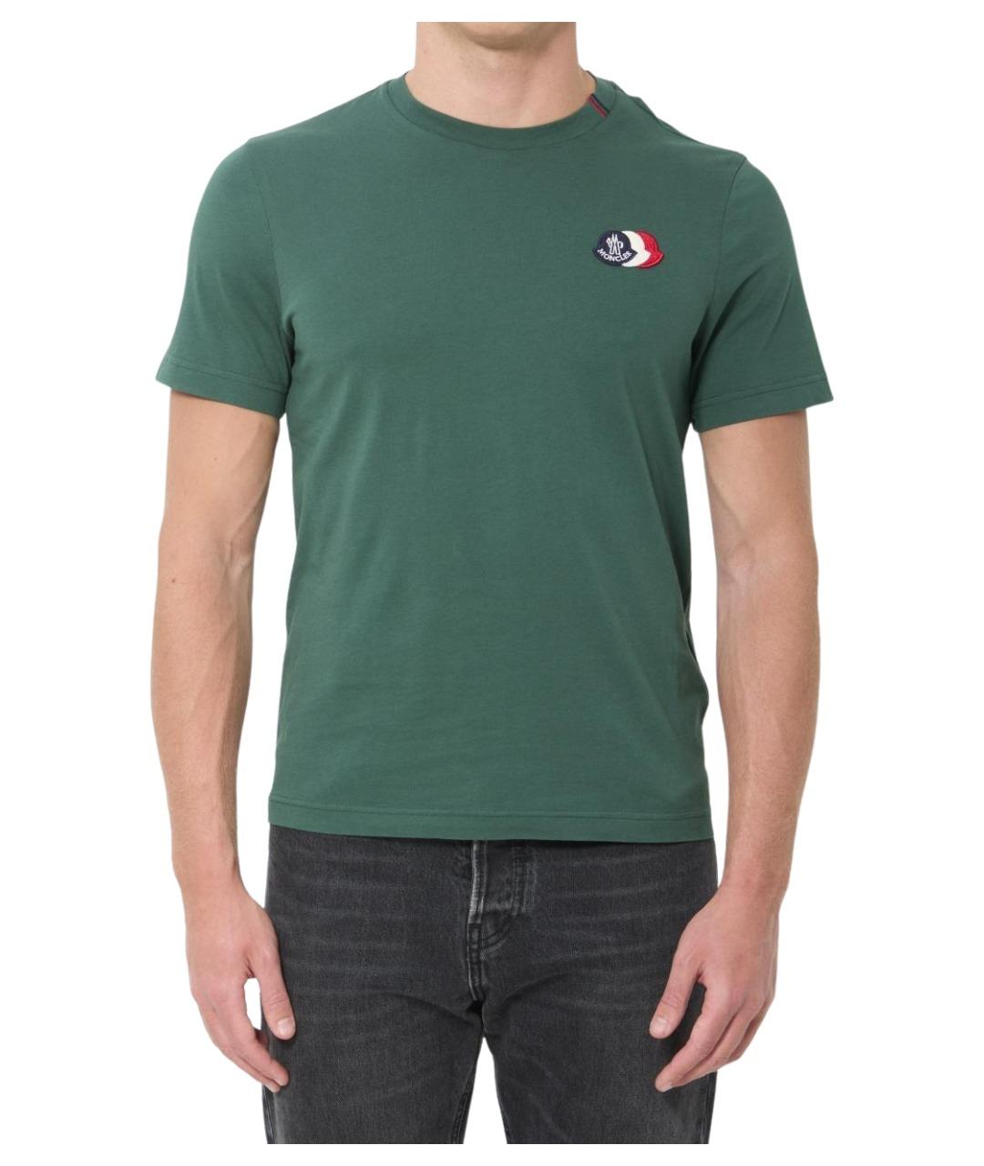 MONCLER Зеленая хлопковая футболка, фото 1