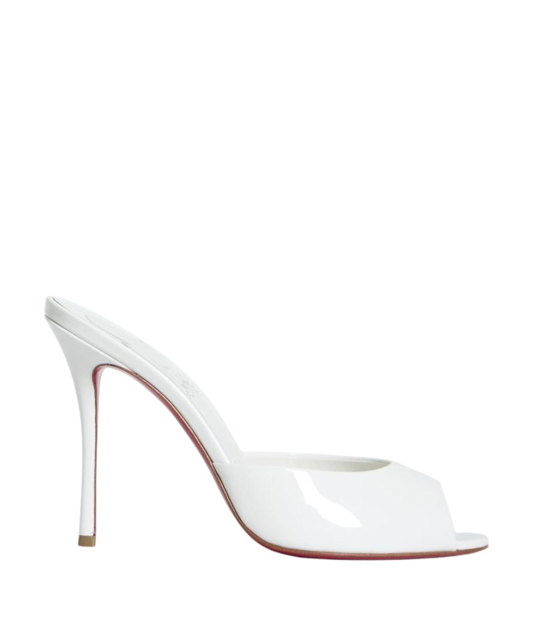 CHRISTIAN LOUBOUTIN Белые мюли из лакированной кожи, фото 1