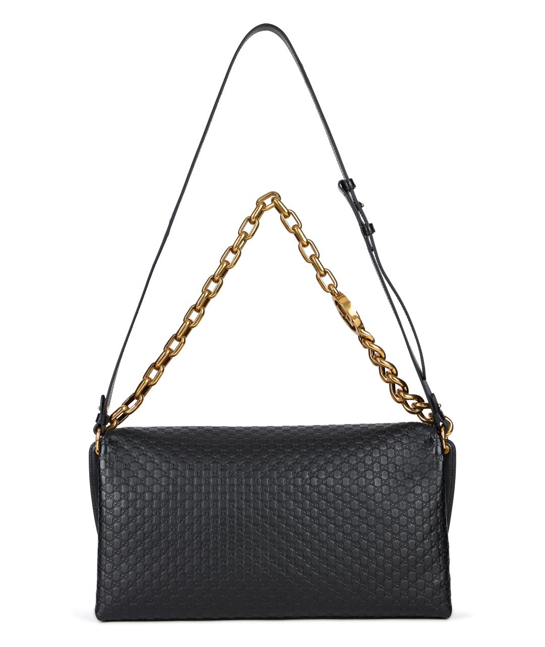 GUCCI Черная кожаная сумка через плечо, фото 4