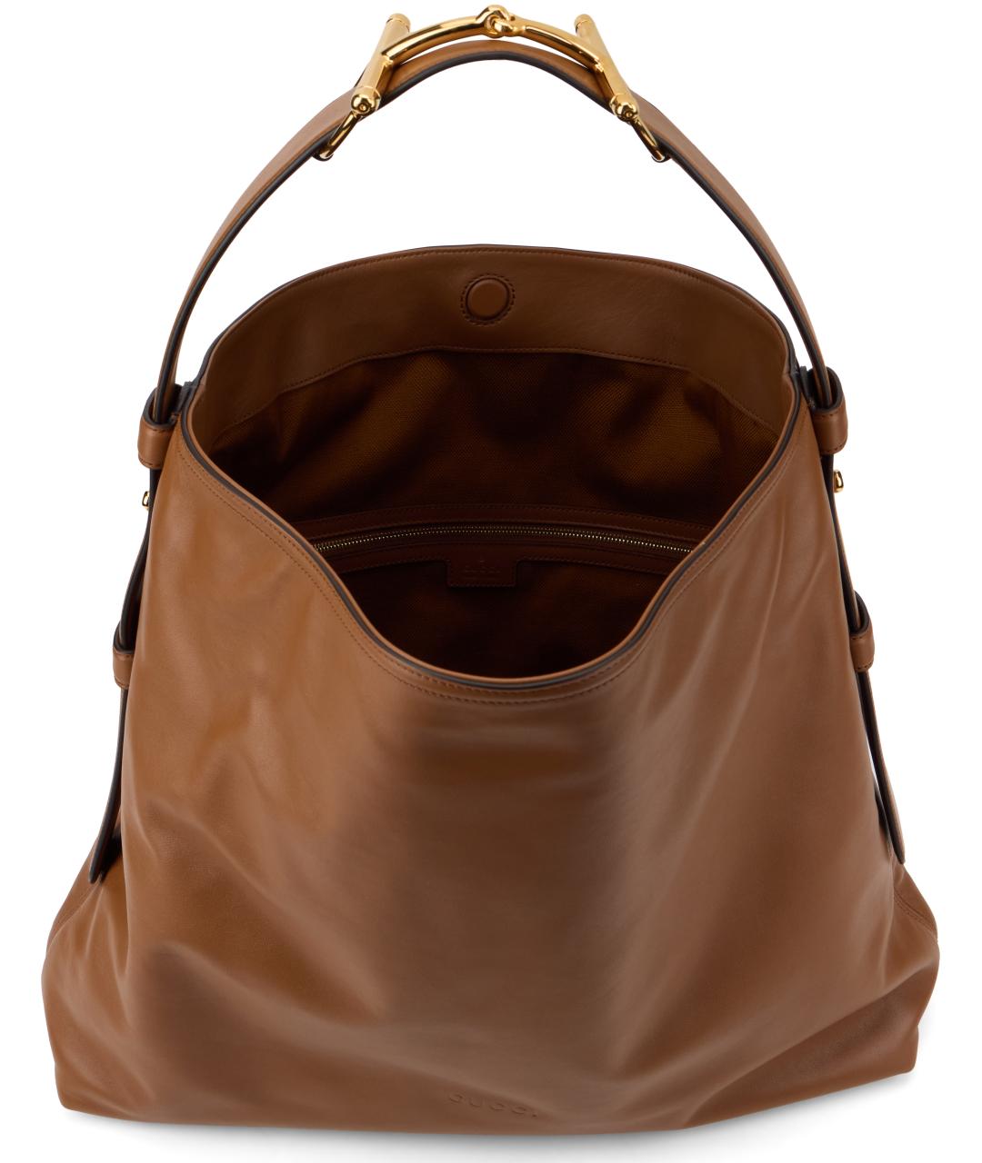 GUCCI Коричневая кожаная сумка тоут, фото 5