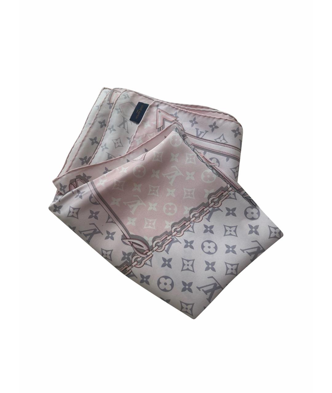 LOUIS VUITTON Розовый шелковый платок, фото 1