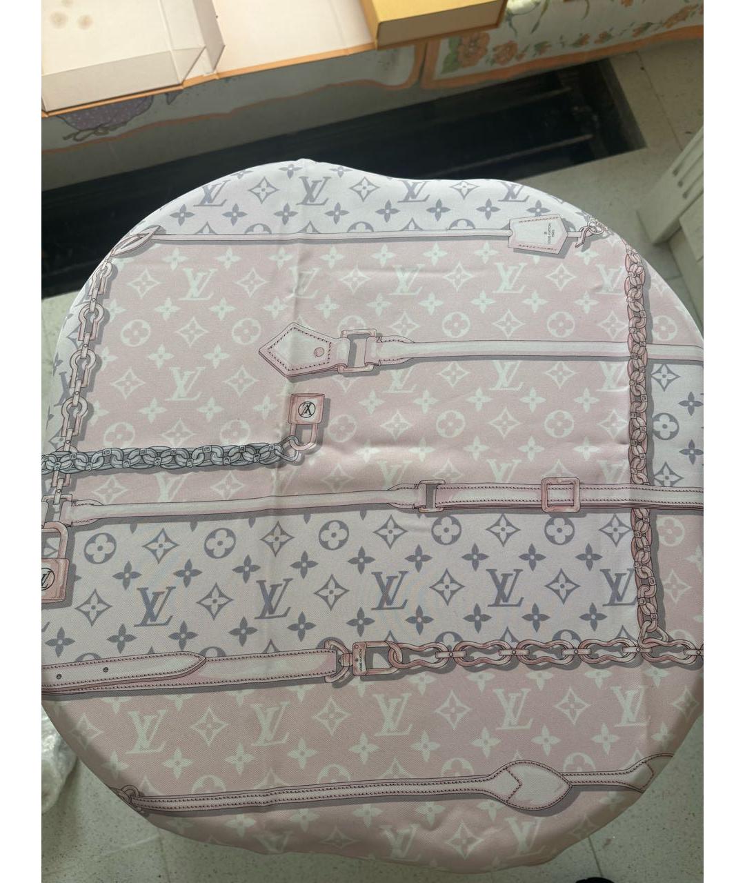 LOUIS VUITTON Розовый шелковый платок, фото 4