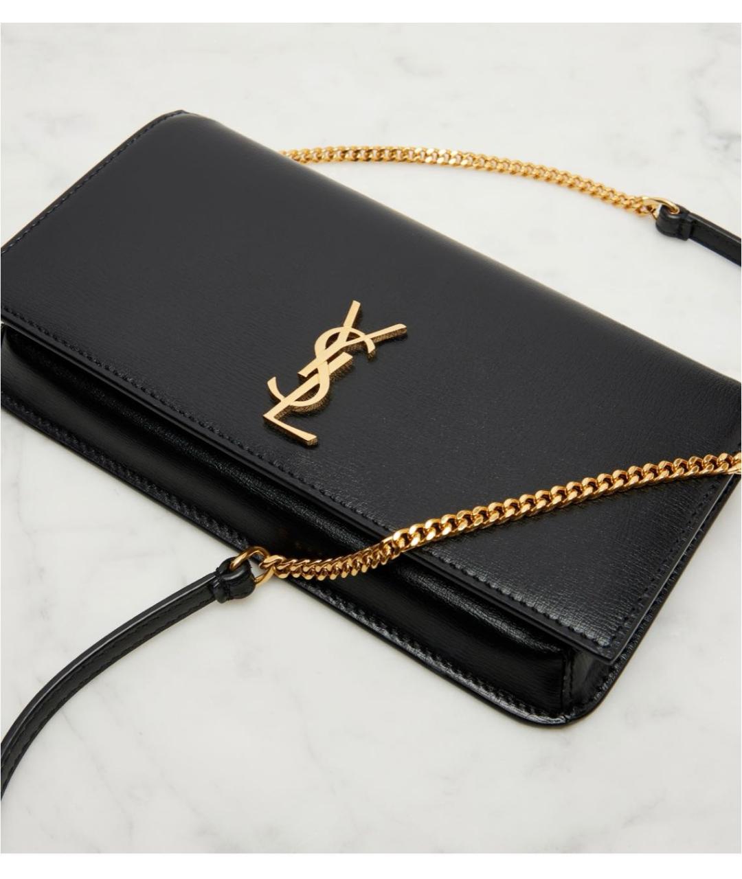 SAINT LAURENT Черная кожаная сумка через плечо, фото 3