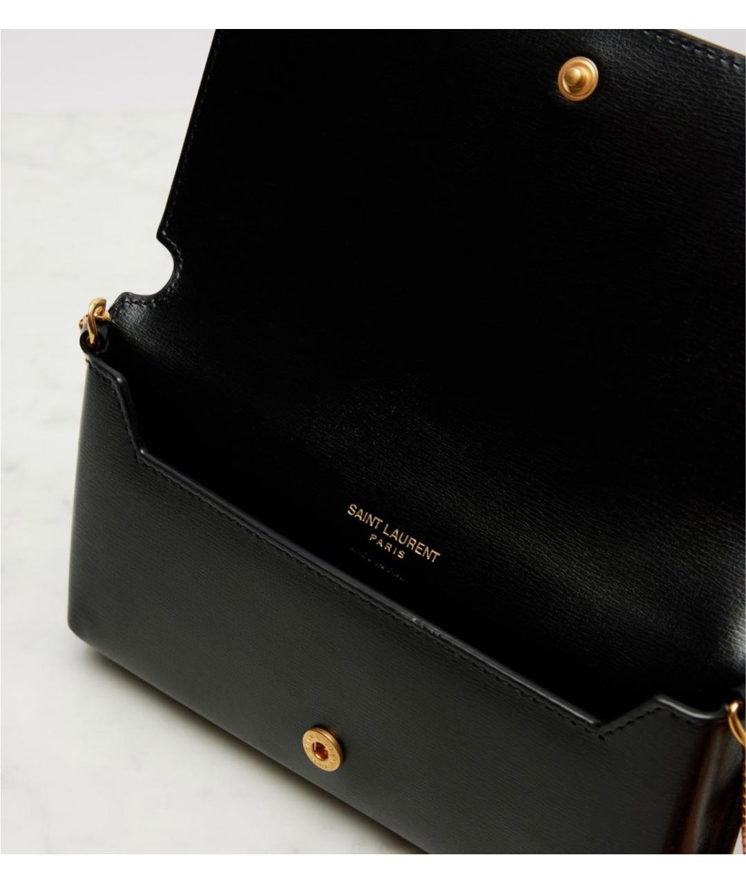 SAINT LAURENT Черная кожаная сумка через плечо, фото 6
