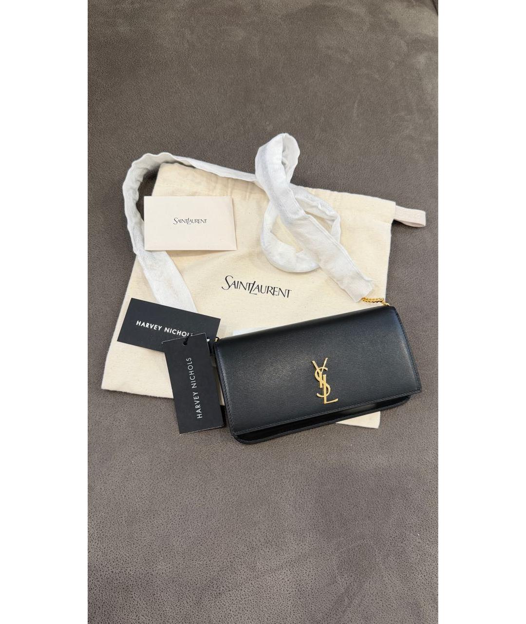 SAINT LAURENT Черная кожаная сумка через плечо, фото 9