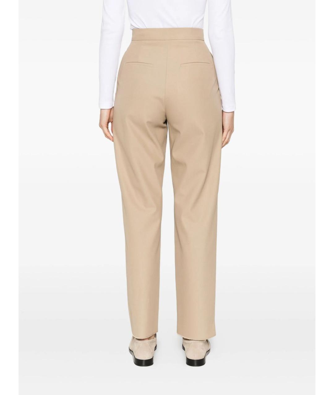 MAX MARA Бежевые хлопковые прямые брюки, фото 2